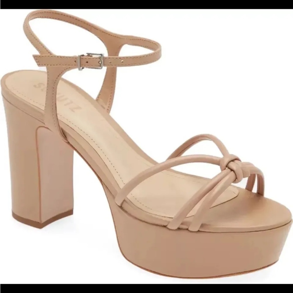 SCHUTZ Kelsie Platform Leather Sandal, Nude Leather, Women NWOT